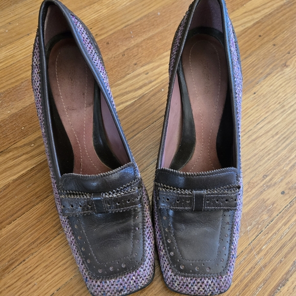 Aerosoles Pink Tweed & Chocolate Leather Heels, Sz 6 - Picture 8 of 8
